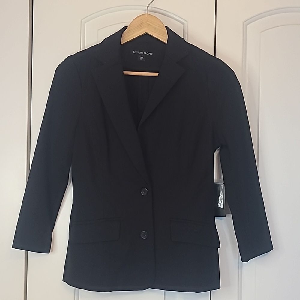 Boston Proper Black Two Button Blazer Stretch Size 4